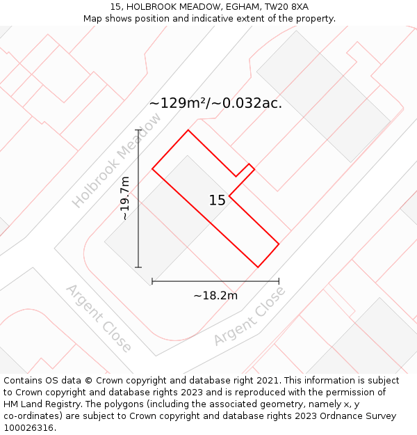 15, HOLBROOK MEADOW, EGHAM, TW20 8XA: Plot and title map