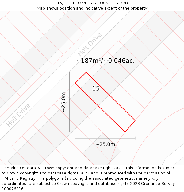 15, HOLT DRIVE, MATLOCK, DE4 3BB: Plot and title map