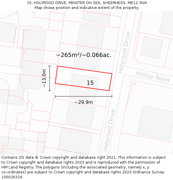 15, HOLYROOD DRIVE, MINSTER ON SEA, SHEERNESS, ME12 3NA: Plot and title map