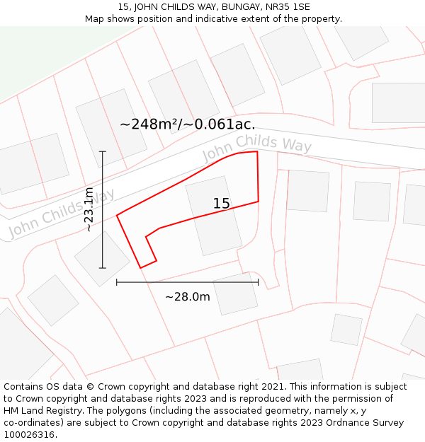 15, JOHN CHILDS WAY, BUNGAY, NR35 1SE: Plot and title map