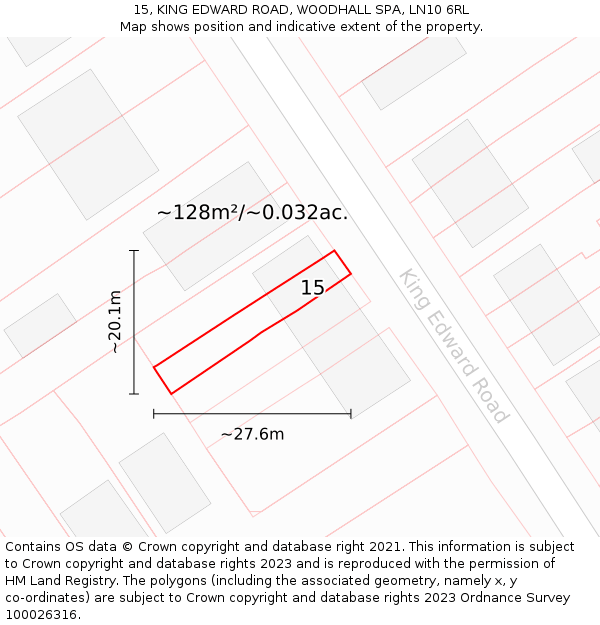 15, KING EDWARD ROAD, WOODHALL SPA, LN10 6RL: Plot and title map
