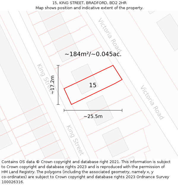 15, KING STREET, BRADFORD, BD2 2HR: Plot and title map