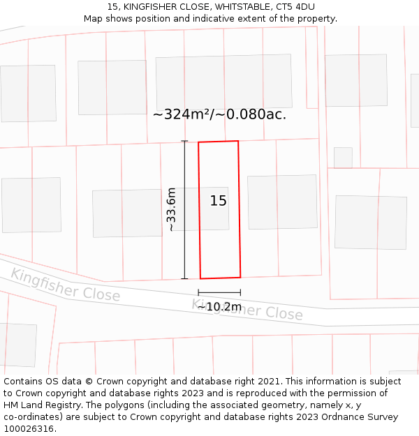 15, KINGFISHER CLOSE, WHITSTABLE, CT5 4DU: Plot and title map