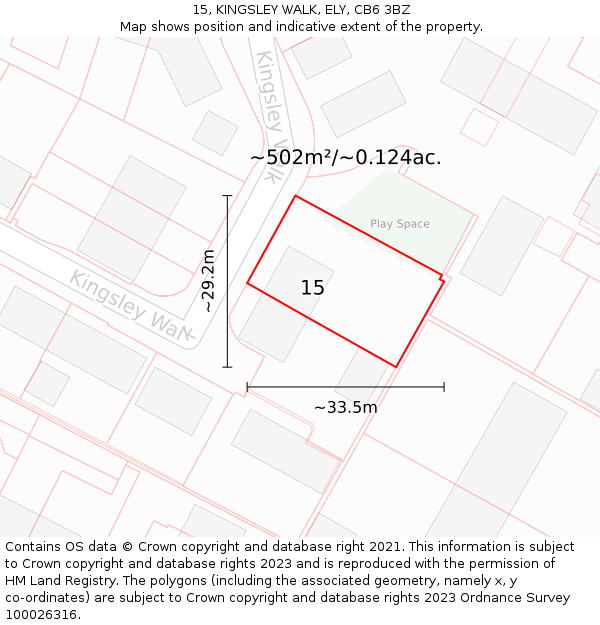 15, KINGSLEY WALK, ELY, CB6 3BZ: Plot and title map