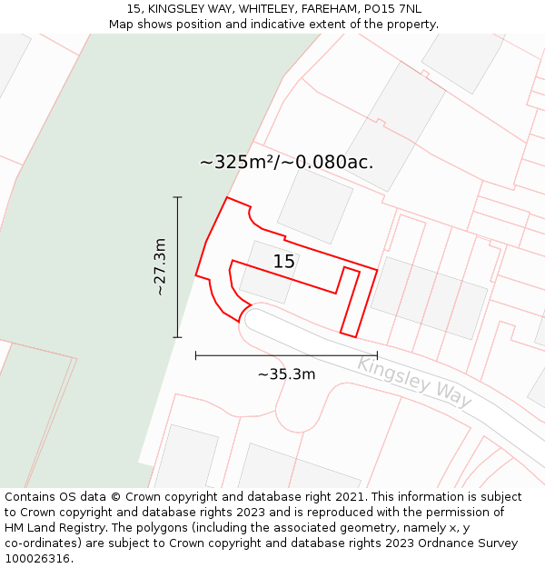 15, KINGSLEY WAY, WHITELEY, FAREHAM, PO15 7NL: Plot and title map