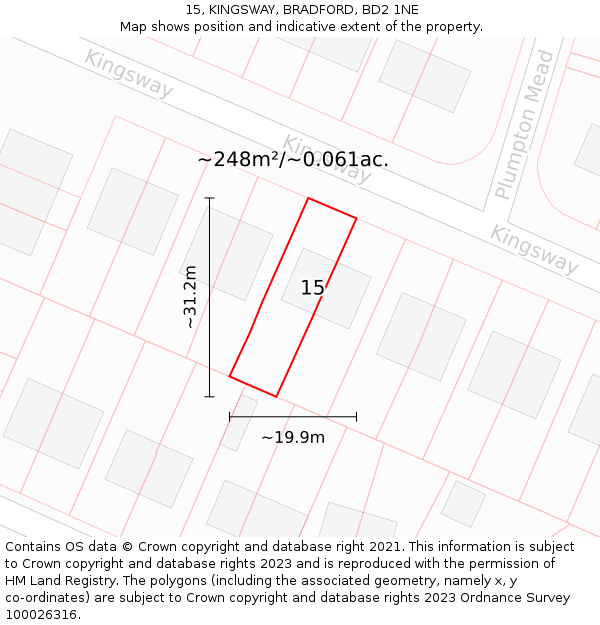 15, KINGSWAY, BRADFORD, BD2 1NE: Plot and title map