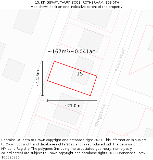 15, KINGSWAY, THURNSCOE, ROTHERHAM, S63 0TH: Plot and title map