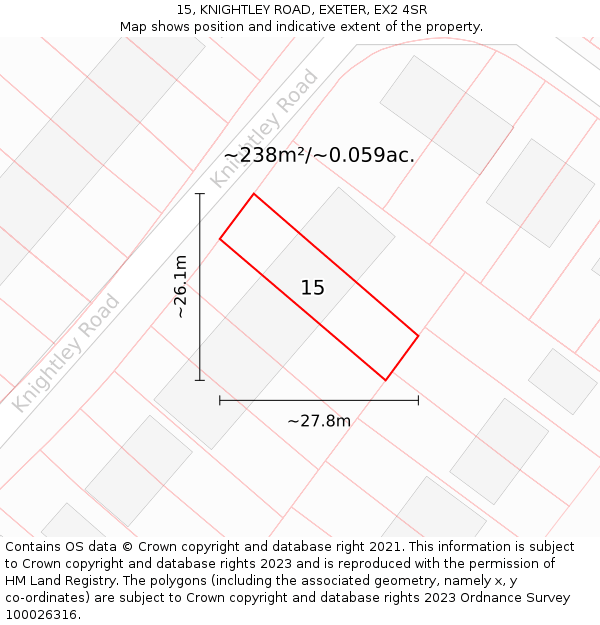 15, KNIGHTLEY ROAD, EXETER, EX2 4SR: Plot and title map