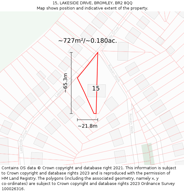 15, LAKESIDE DRIVE, BROMLEY, BR2 8QQ: Plot and title map