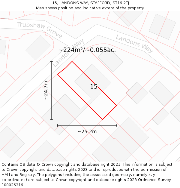 15, LANDONS WAY, STAFFORD, ST16 2EJ: Plot and title map