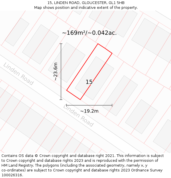 15, LINDEN ROAD, GLOUCESTER, GL1 5HB: Plot and title map
