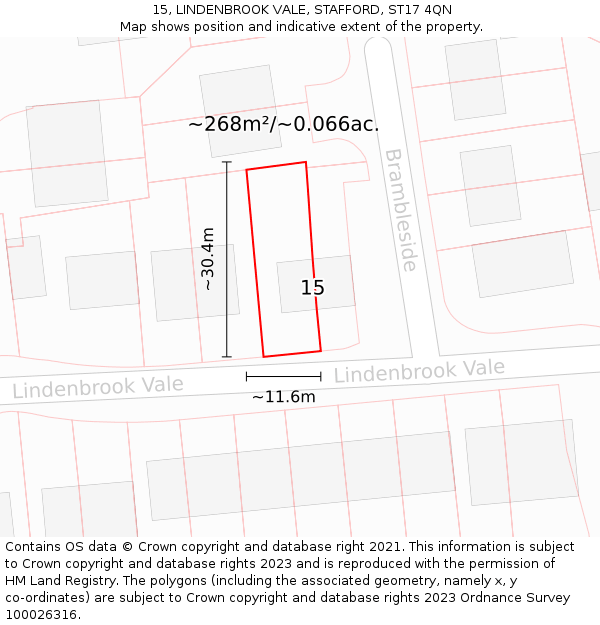 15, LINDENBROOK VALE, STAFFORD, ST17 4QN: Plot and title map