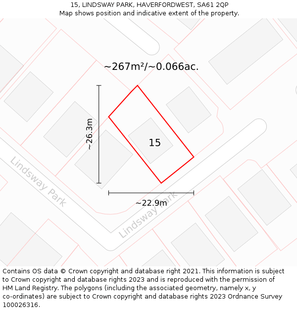 15, LINDSWAY PARK, HAVERFORDWEST, SA61 2QP: Plot and title map