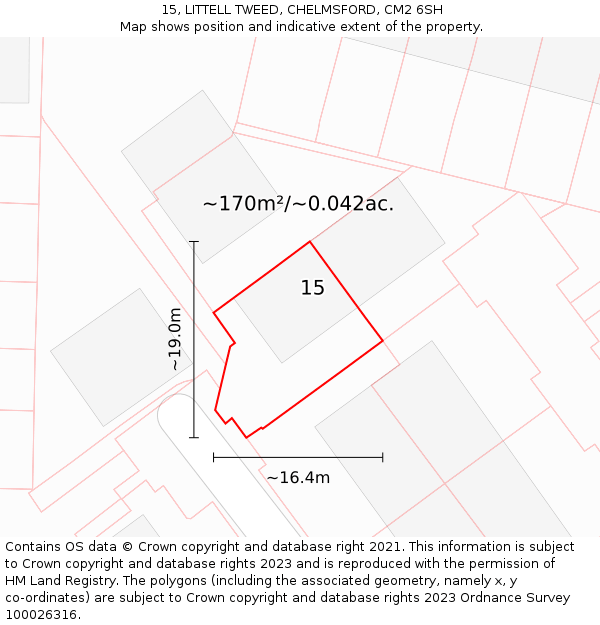 15, LITTELL TWEED, CHELMSFORD, CM2 6SH: Plot and title map