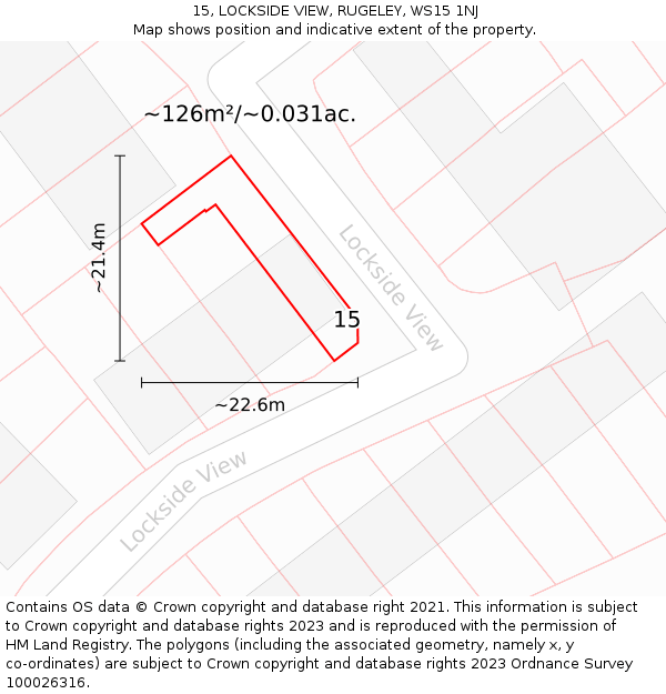15, LOCKSIDE VIEW, RUGELEY, WS15 1NJ: Plot and title map