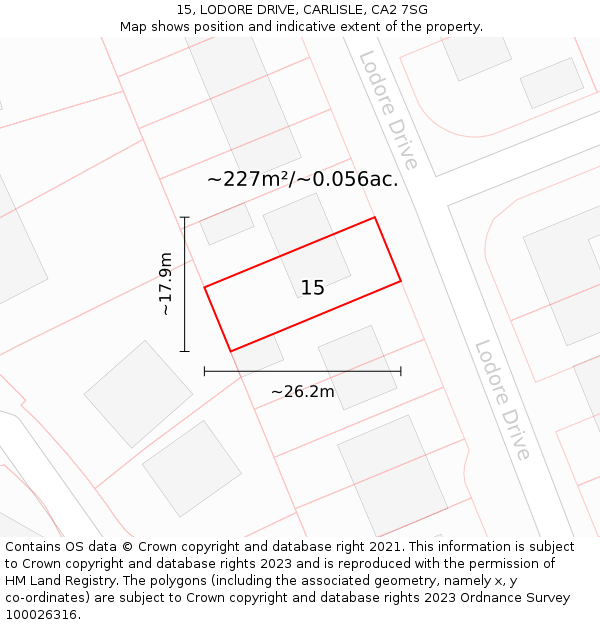 15, LODORE DRIVE, CARLISLE, CA2 7SG: Plot and title map
