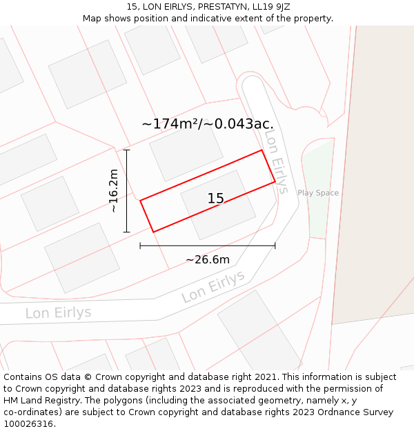 15, LON EIRLYS, PRESTATYN, LL19 9JZ: Plot and title map
