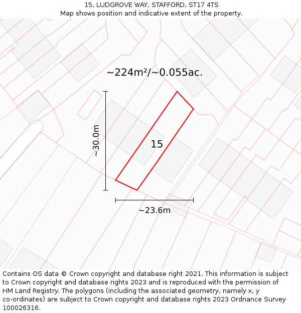 15, LUDGROVE WAY, STAFFORD, ST17 4TS: Plot and title map
