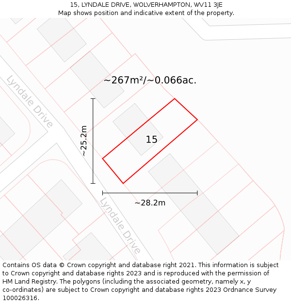 15, LYNDALE DRIVE, WOLVERHAMPTON, WV11 3JE: Plot and title map