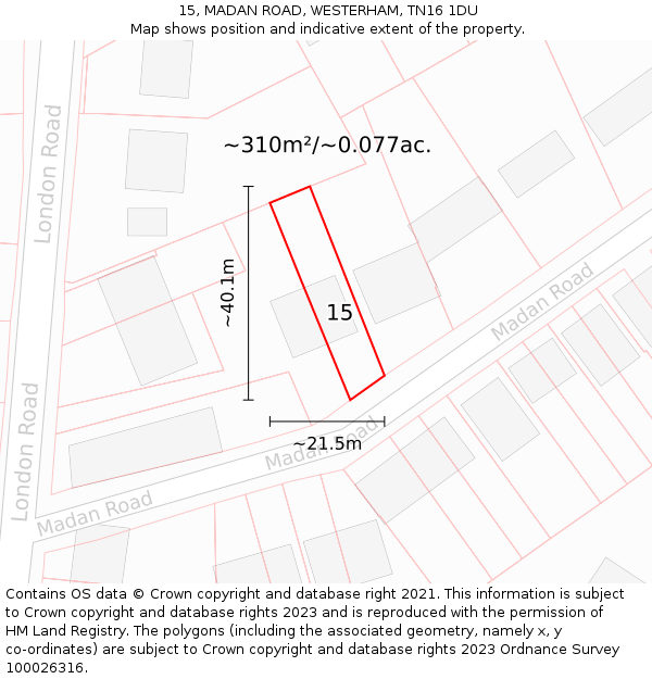15, MADAN ROAD, WESTERHAM, TN16 1DU: Plot and title map