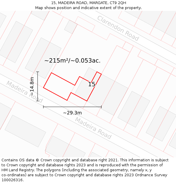 15, MADEIRA ROAD, MARGATE, CT9 2QH: Plot and title map