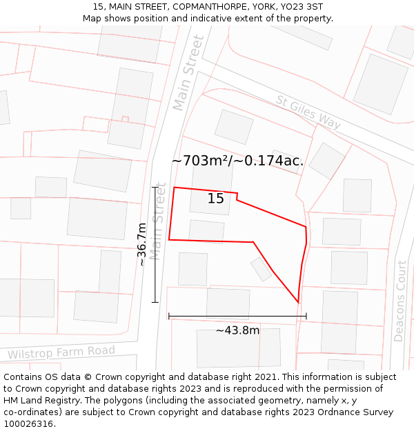 15, MAIN STREET, COPMANTHORPE, YORK, YO23 3ST: Plot and title map