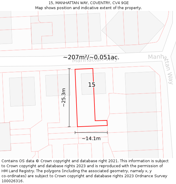 15, MANHATTAN WAY, COVENTRY, CV4 9GE: Plot and title map