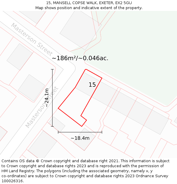15, MANSELL COPSE WALK, EXETER, EX2 5GU: Plot and title map