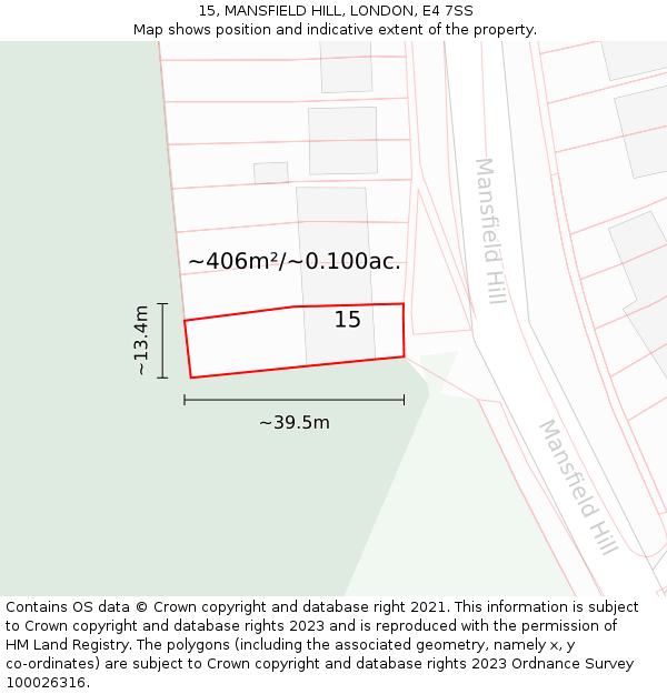 15, MANSFIELD HILL, LONDON, E4 7SS: Plot and title map