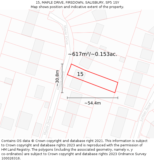 15, MAPLE DRIVE, FIRSDOWN, SALISBURY, SP5 1SY: Plot and title map