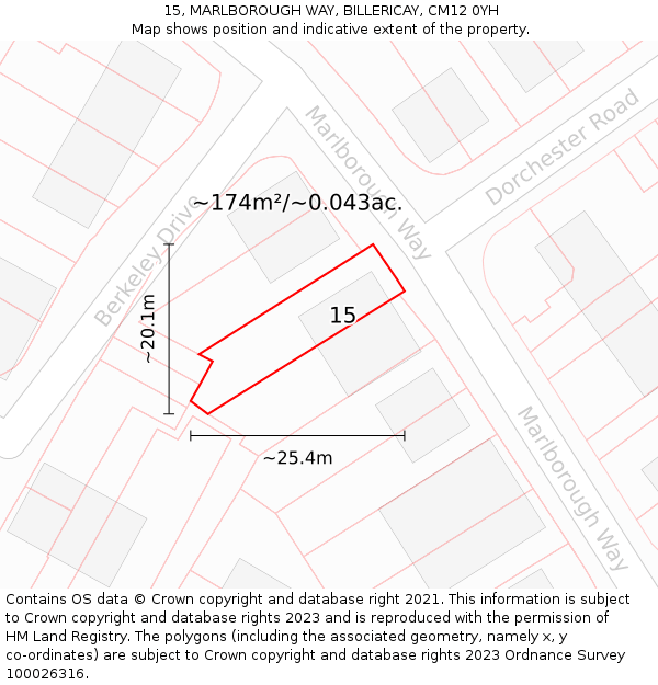15, MARLBOROUGH WAY, BILLERICAY, CM12 0YH: Plot and title map
