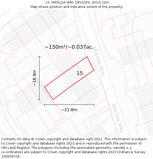 15, MATILDA WAY, DEVIZES, SN10 2SH: Plot and title map