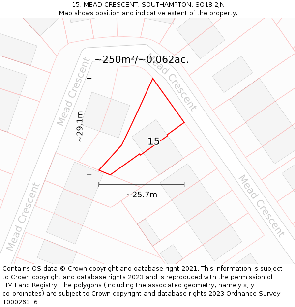15, MEAD CRESCENT, SOUTHAMPTON, SO18 2JN: Plot and title map