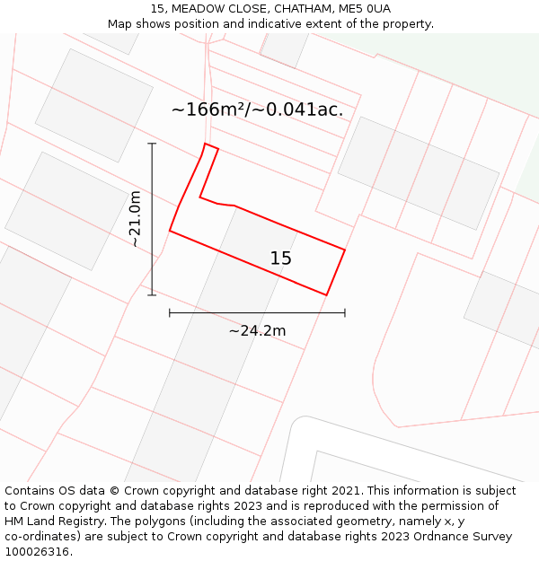 15, MEADOW CLOSE, CHATHAM, ME5 0UA: Plot and title map