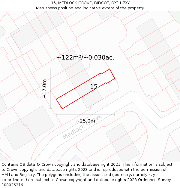 15, MEDLOCK GROVE, DIDCOT, OX11 7XY: Plot and title map