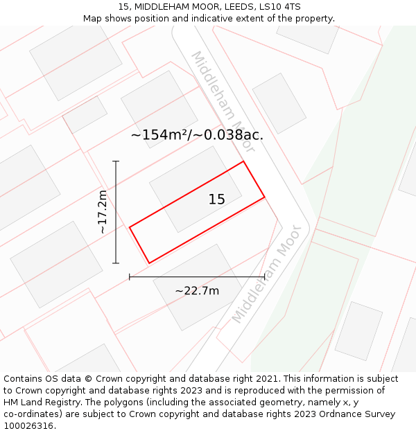 15, MIDDLEHAM MOOR, LEEDS, LS10 4TS: Plot and title map