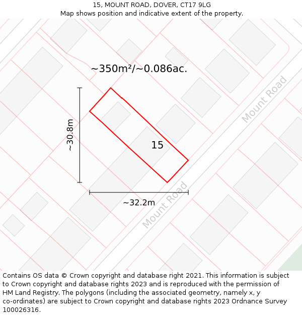 15, MOUNT ROAD, DOVER, CT17 9LG: Plot and title map