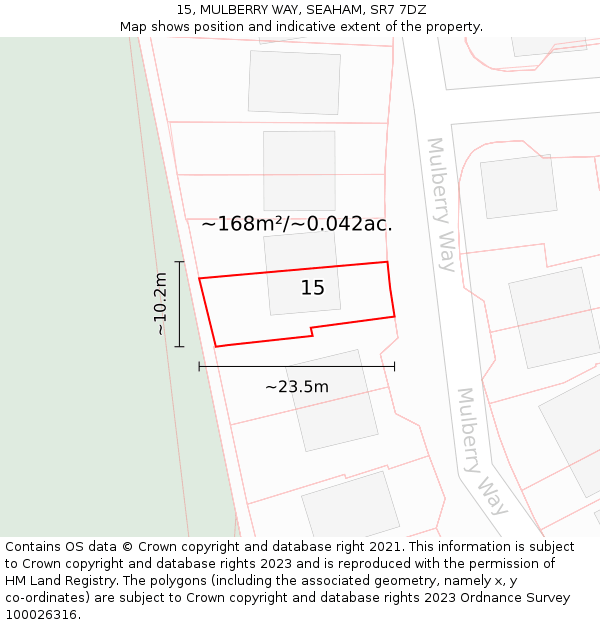 15, MULBERRY WAY, SEAHAM, SR7 7DZ: Plot and title map
