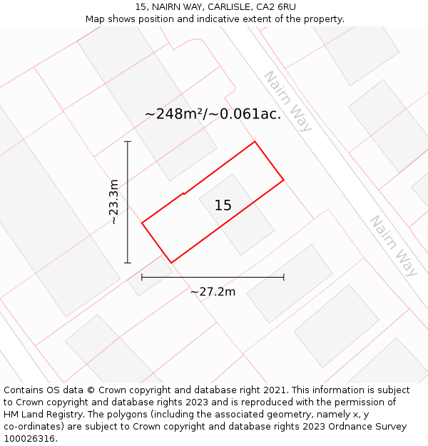 15, NAIRN WAY, CARLISLE, CA2 6RU: Plot and title map