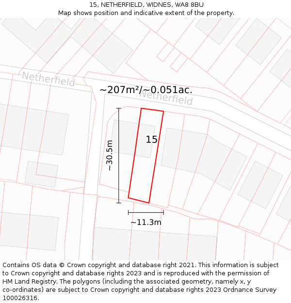 15, NETHERFIELD, WIDNES, WA8 8BU: Plot and title map