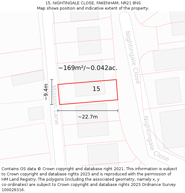 15, NIGHTINGALE CLOSE, FAKENHAM, NR21 8NS: Plot and title map