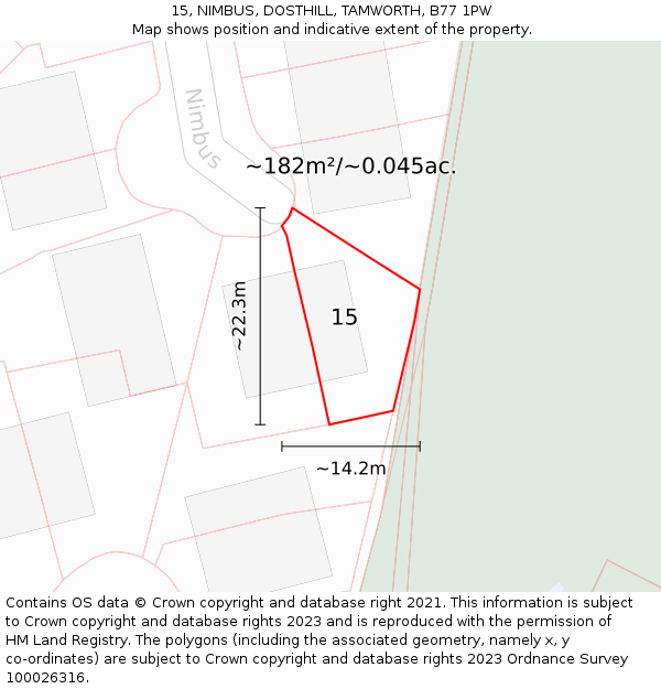 15, NIMBUS, DOSTHILL, TAMWORTH, B77 1PW: Plot and title map