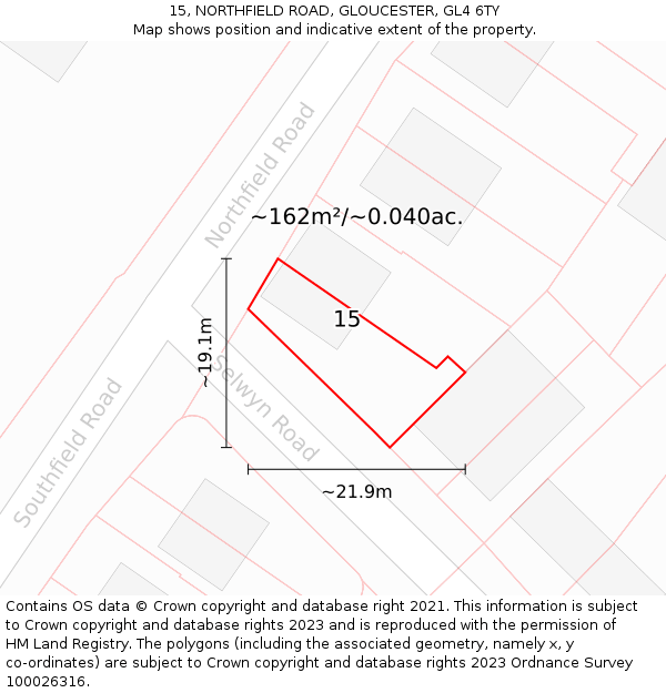15, NORTHFIELD ROAD, GLOUCESTER, GL4 6TY: Plot and title map