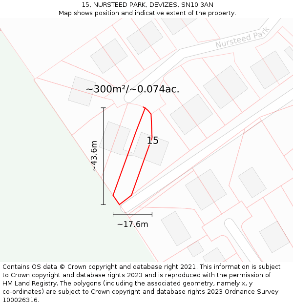 15, NURSTEED PARK, DEVIZES, SN10 3AN: Plot and title map