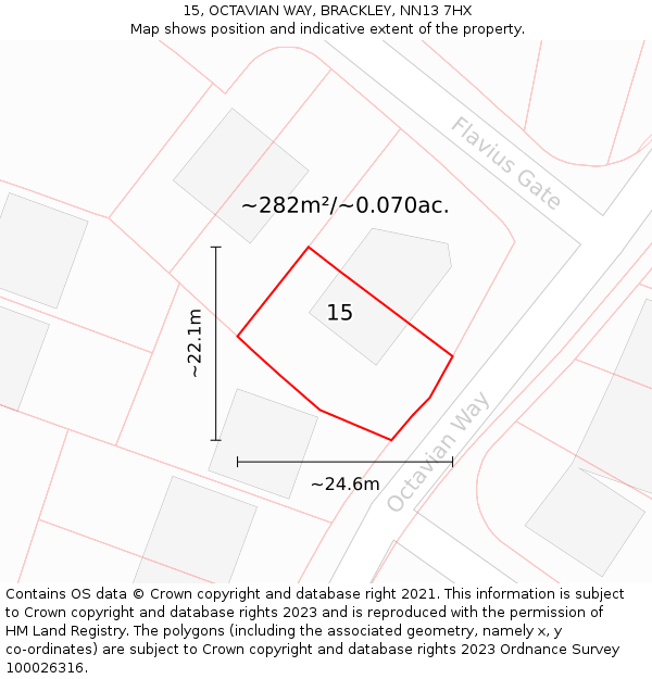 15, OCTAVIAN WAY, BRACKLEY, NN13 7HX: Plot and title map