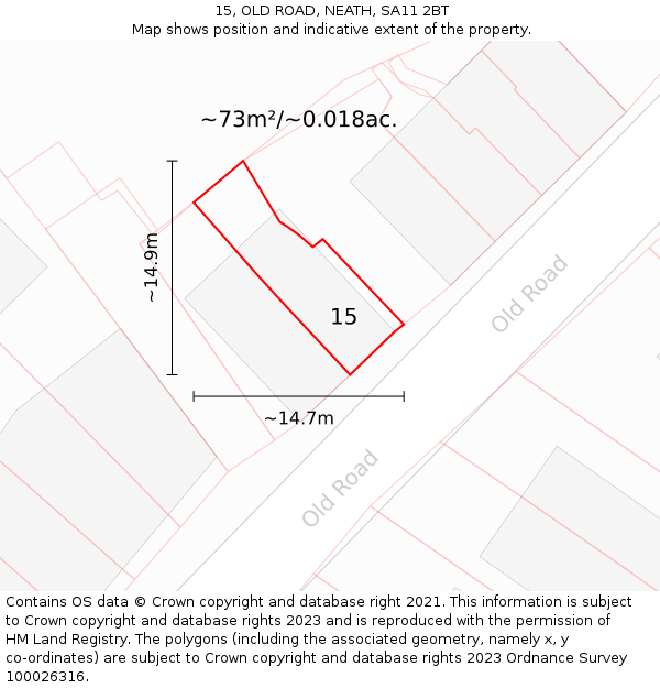 15, OLD ROAD, NEATH, SA11 2BT: Plot and title map