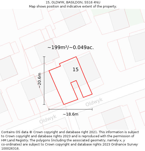 15, OLDWYK, BASILDON, SS16 4NU: Plot and title map