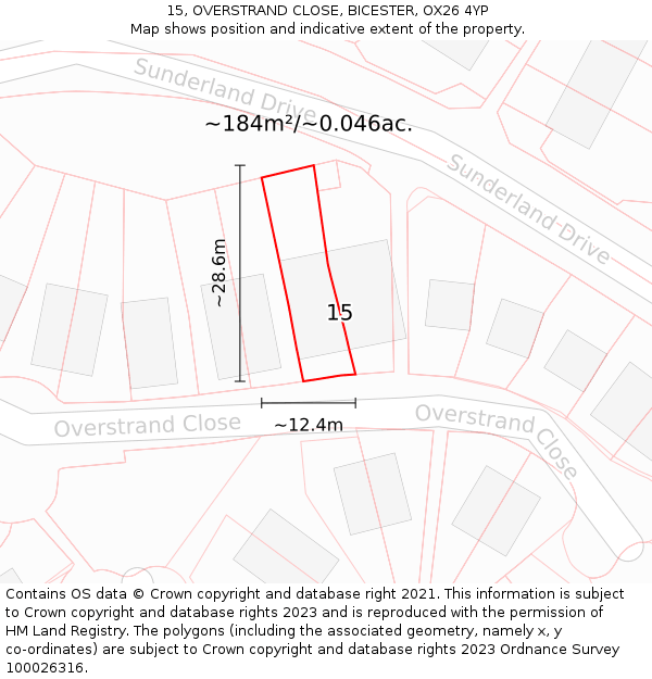 15, OVERSTRAND CLOSE, BICESTER, OX26 4YP: Plot and title map