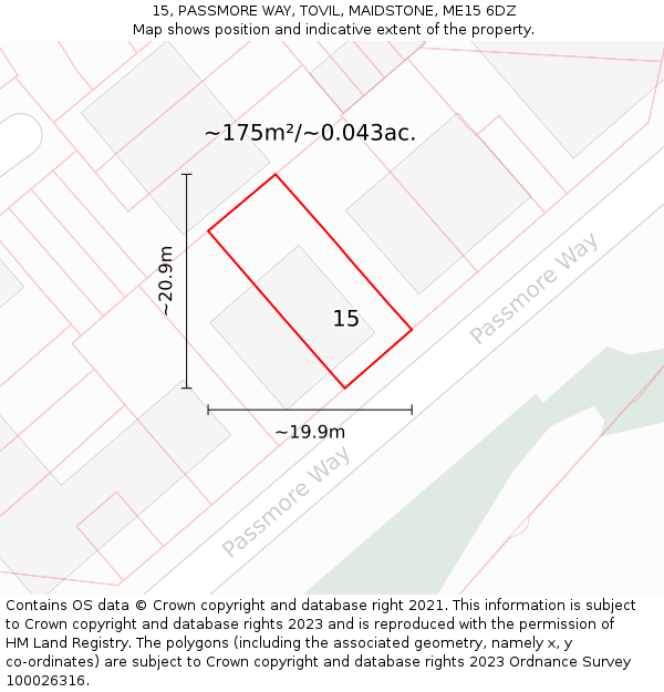 15, PASSMORE WAY, TOVIL, MAIDSTONE, ME15 6DZ: Plot and title map