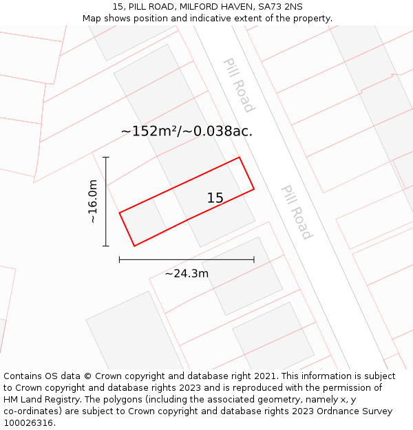 15, PILL ROAD, MILFORD HAVEN, SA73 2NS: Plot and title map